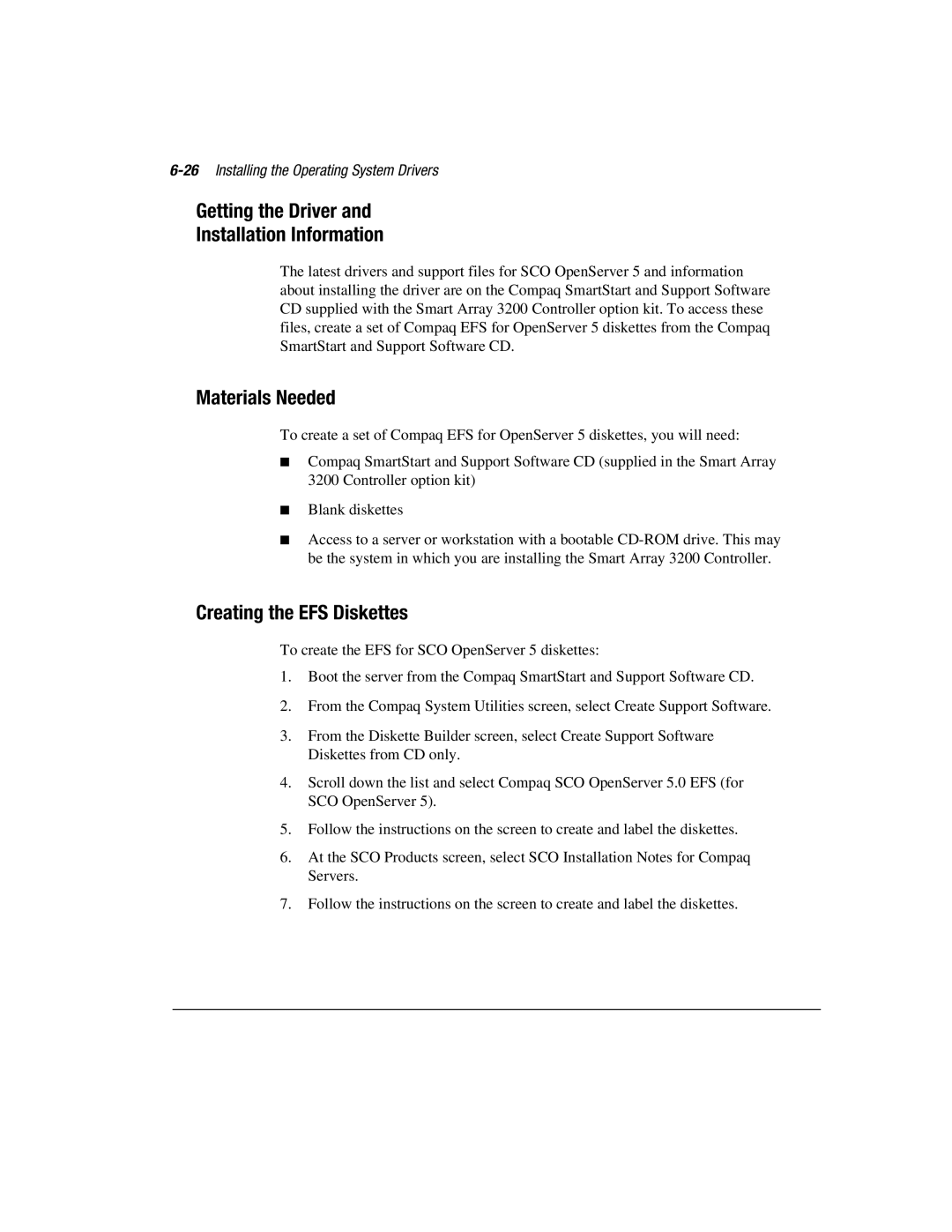 Compaq 3200 manual Getting the Driver Installation Information, Creating the EFS Diskettes 