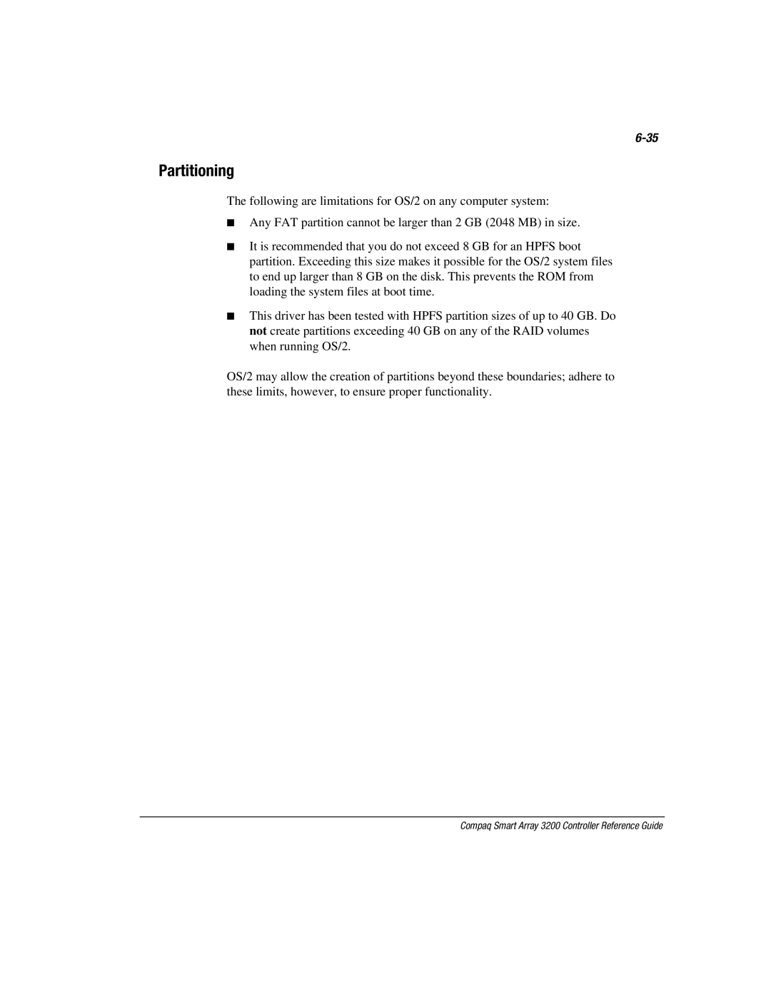 Compaq 3200 manual Partitioning 