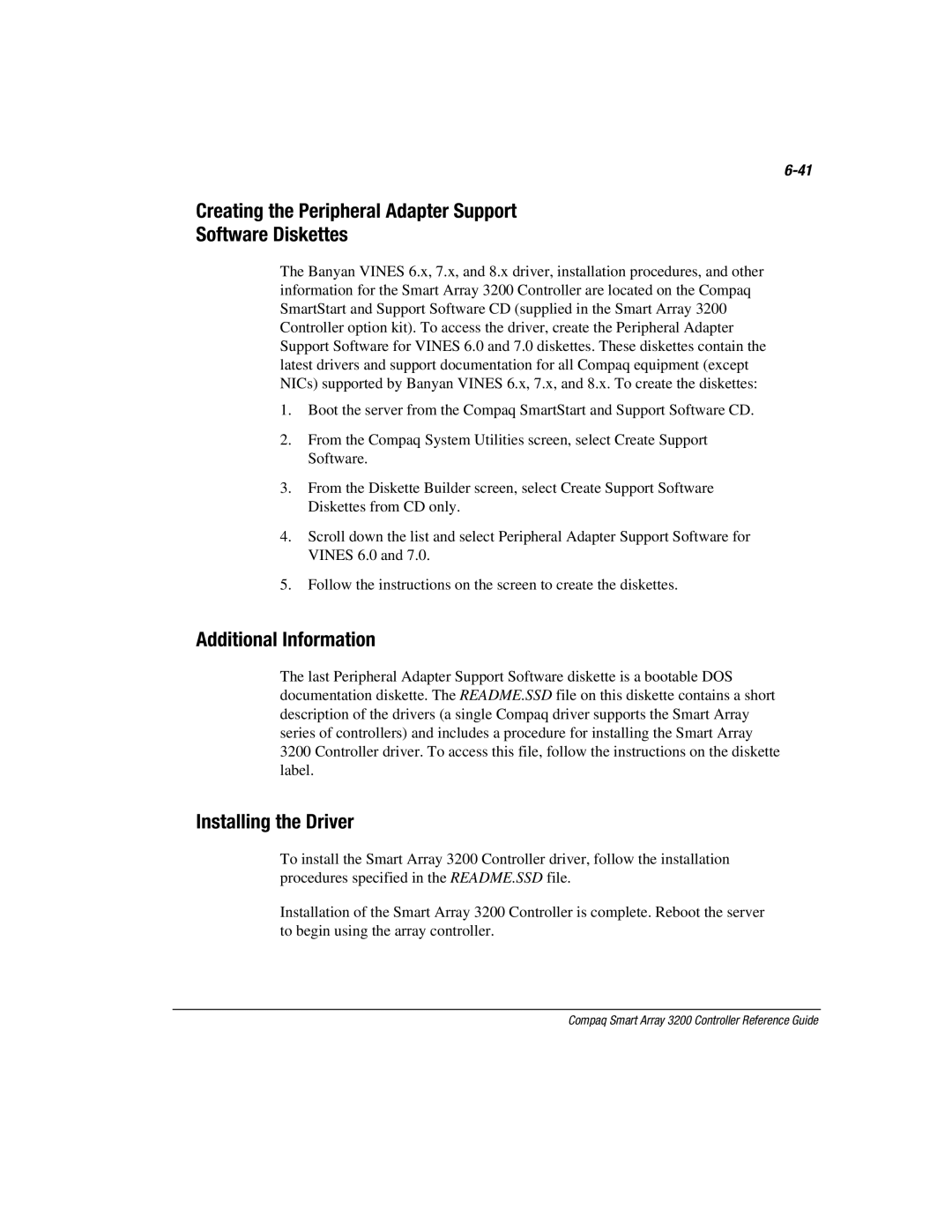 Compaq 3200 manual Creating the Peripheral Adapter Support Software Diskettes, Additional Information 