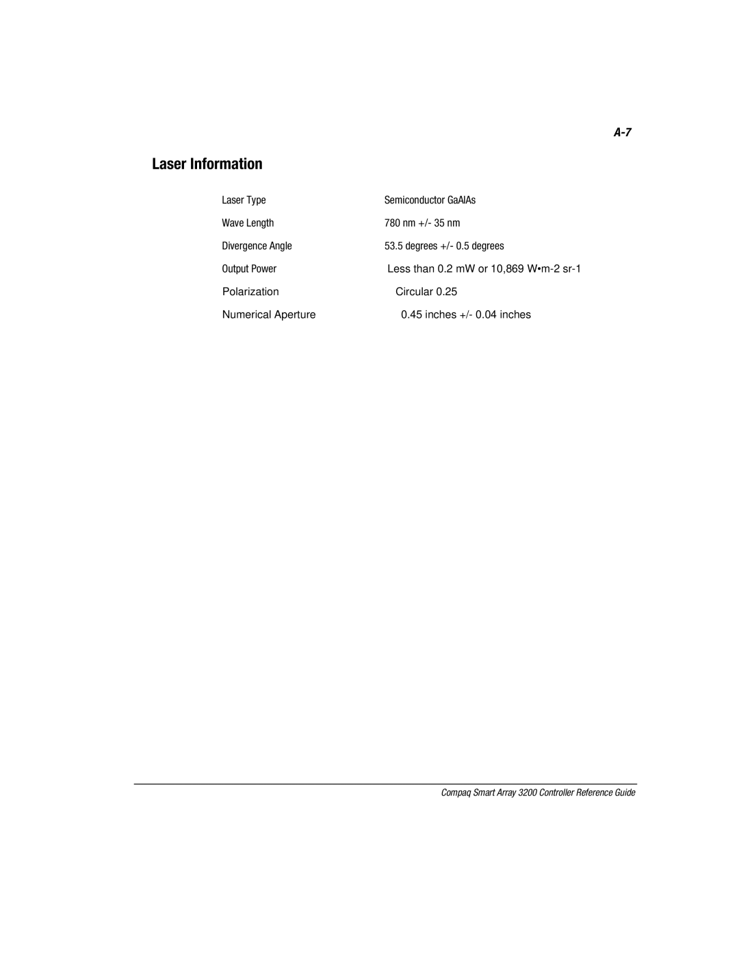 Compaq 3200 manual Laser Information 