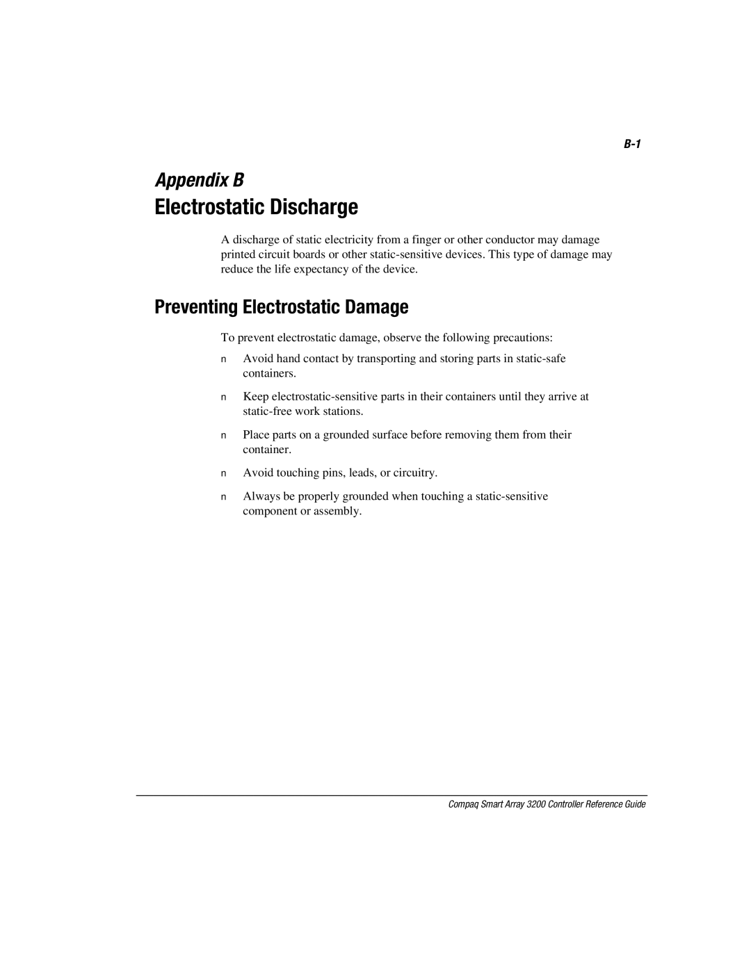 Compaq 3200 manual Electrostatic Discharge, Preventing Electrostatic Damage 