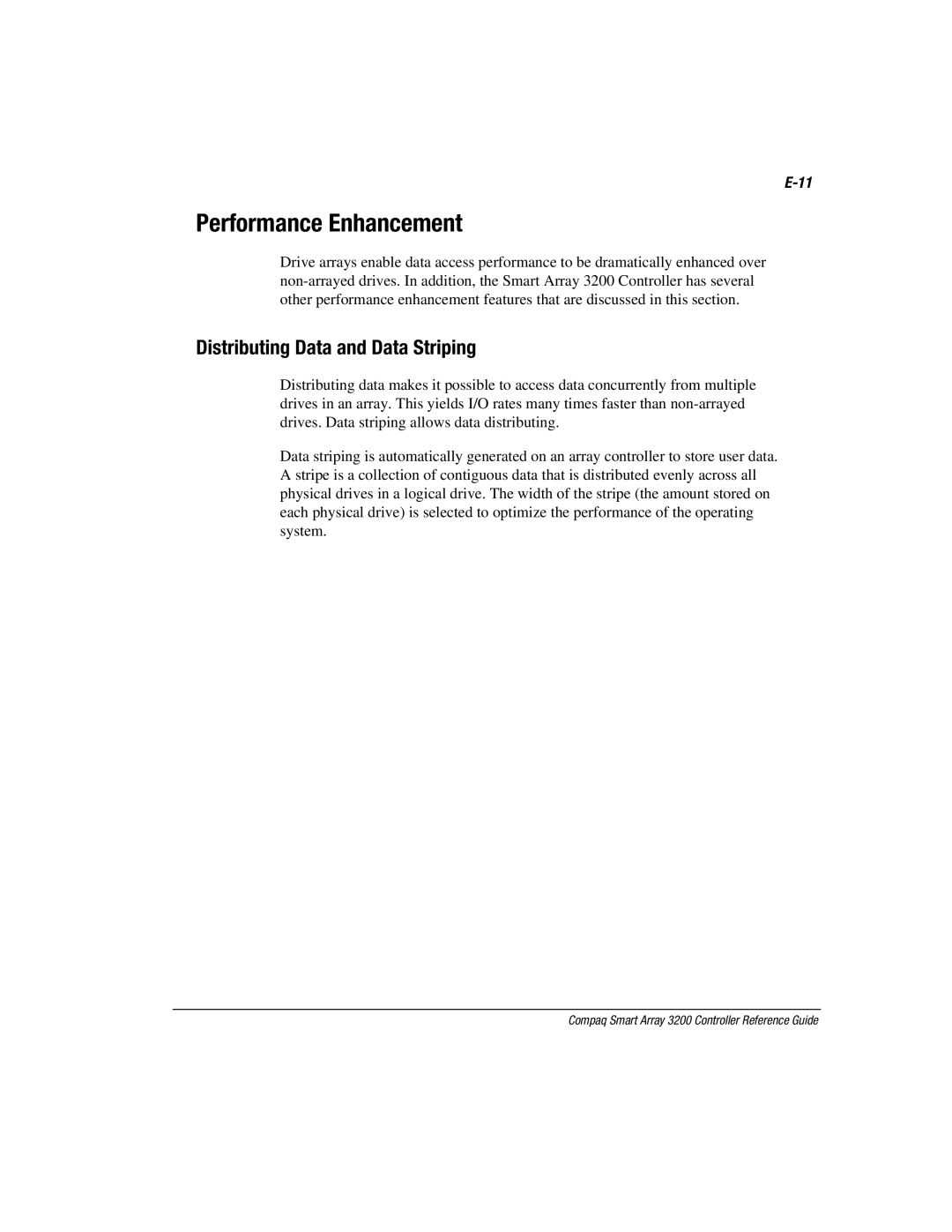 Compaq 3200 manual Performance Enhancement, Distributing Data and Data Striping 