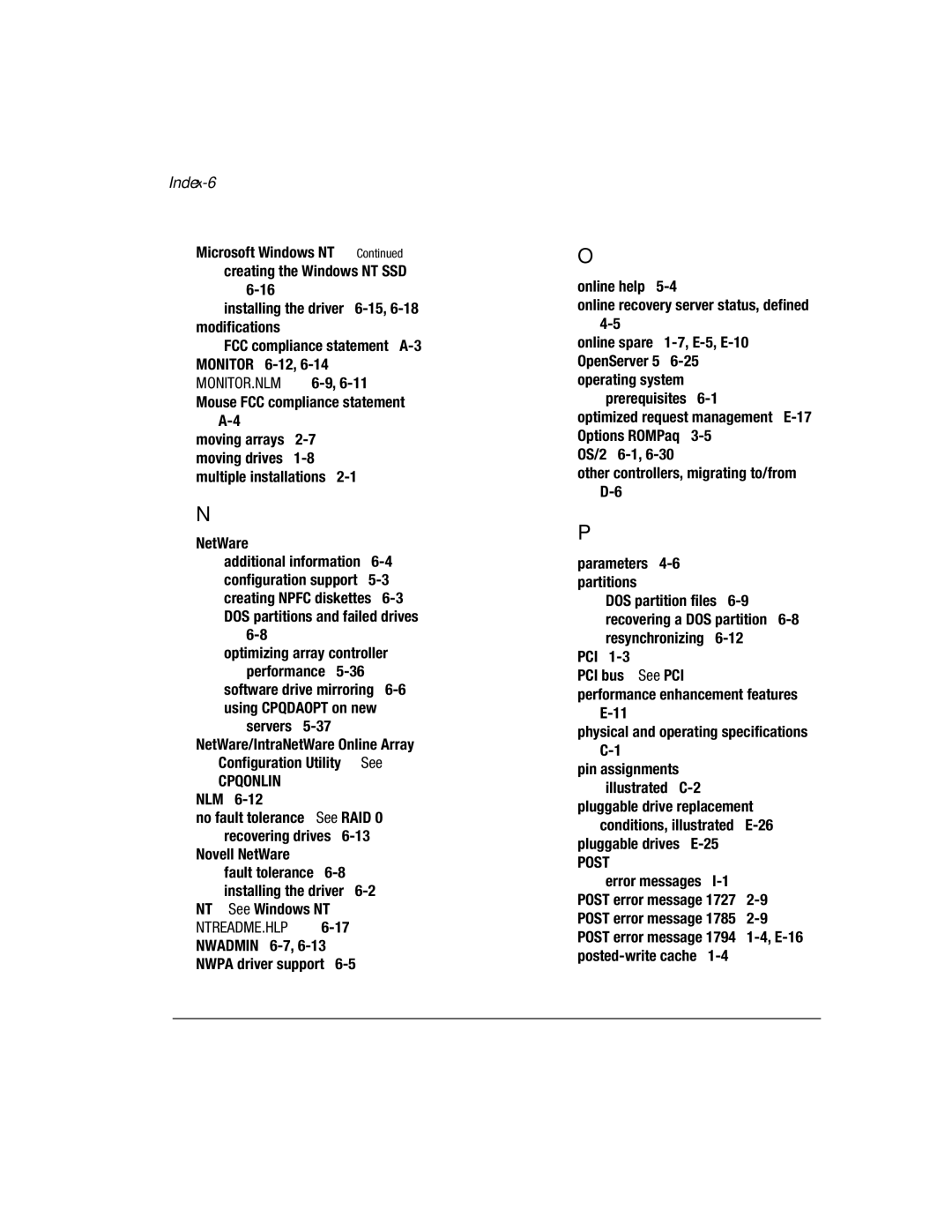 Compaq 3200 manual Index-6 