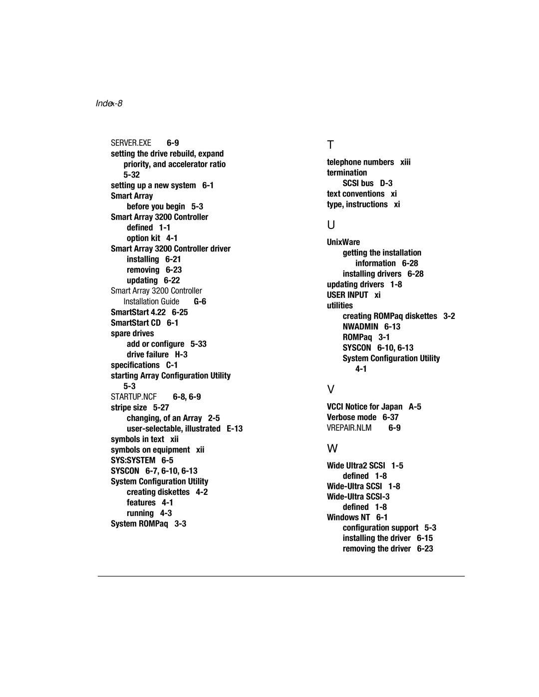 Compaq 3200 manual Index-8 