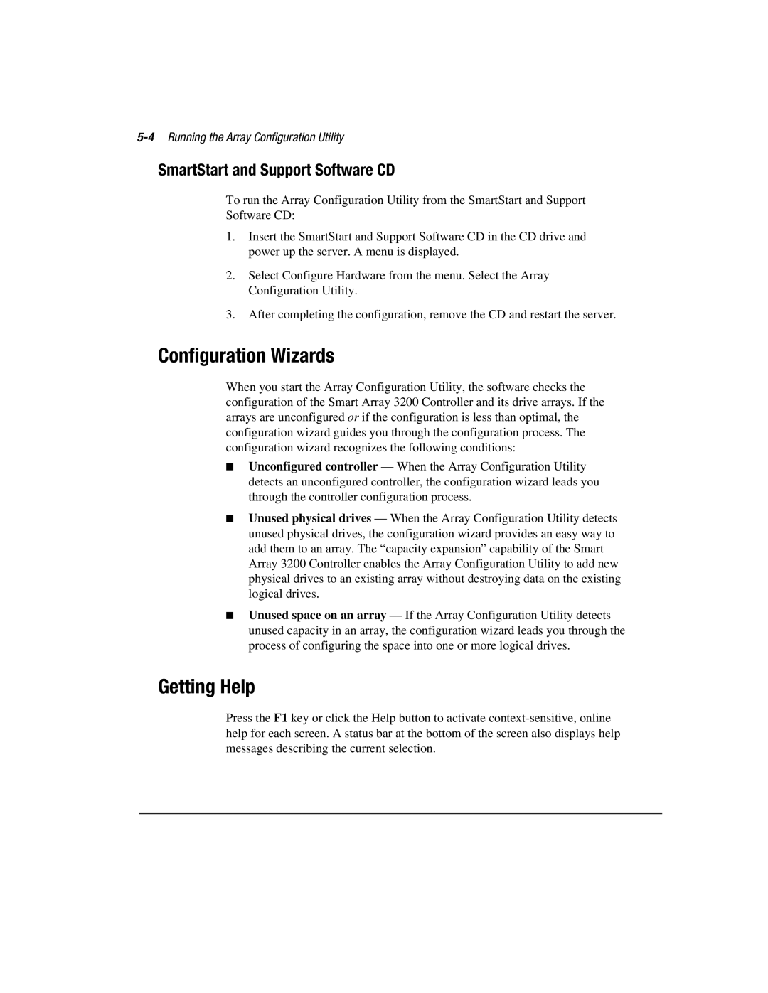 Compaq 3200 manual Configuration Wizards, SmartStart and Support Software CD, 4Running the Array Configuration Utility 