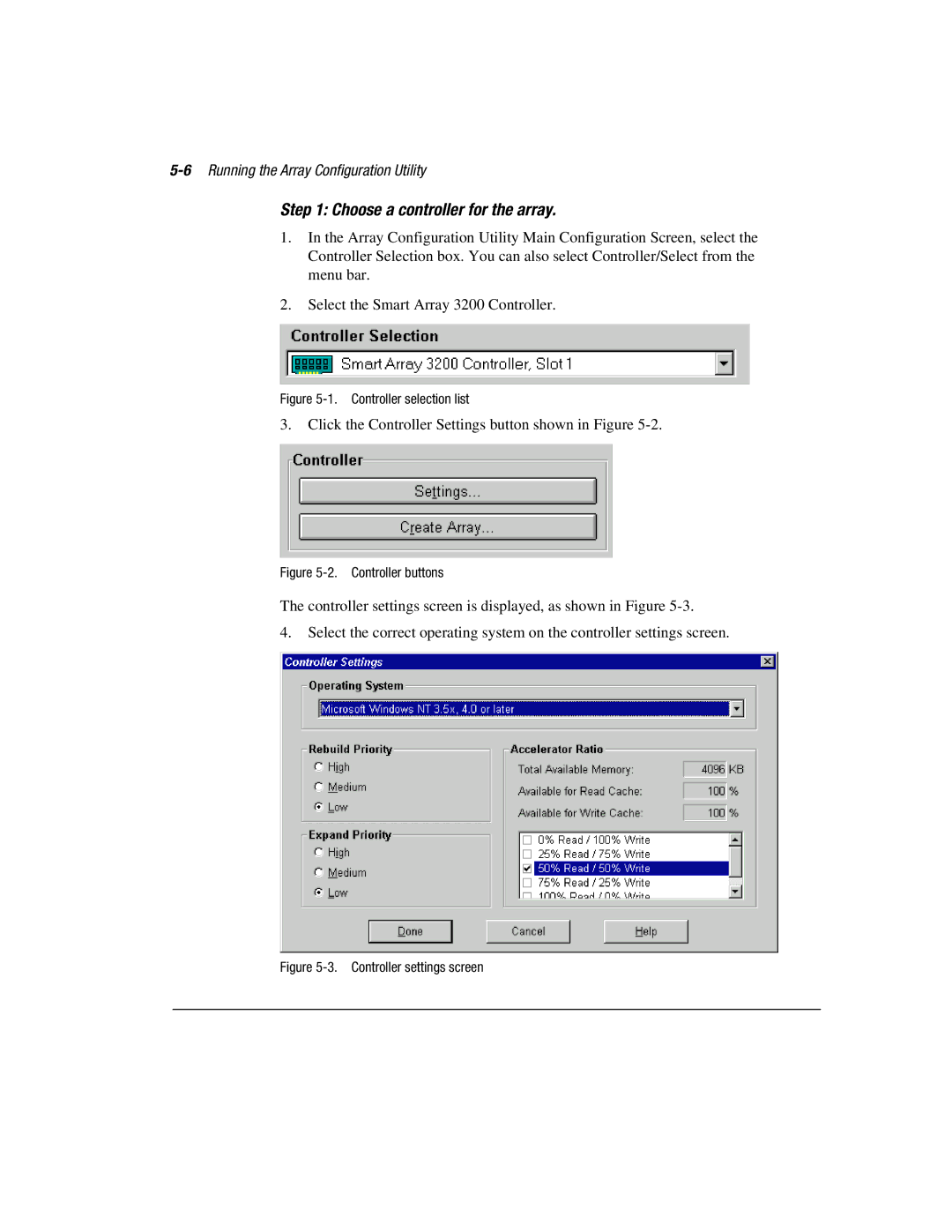 Compaq 3200 manual Choose a controller for the array, 6Running the Array Configuration Utility 