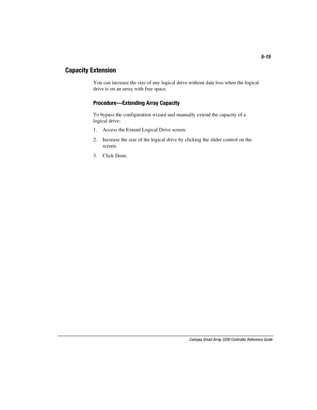 Compaq 3200 manual Capacity Extension, Procedure-Extending Array Capacity 