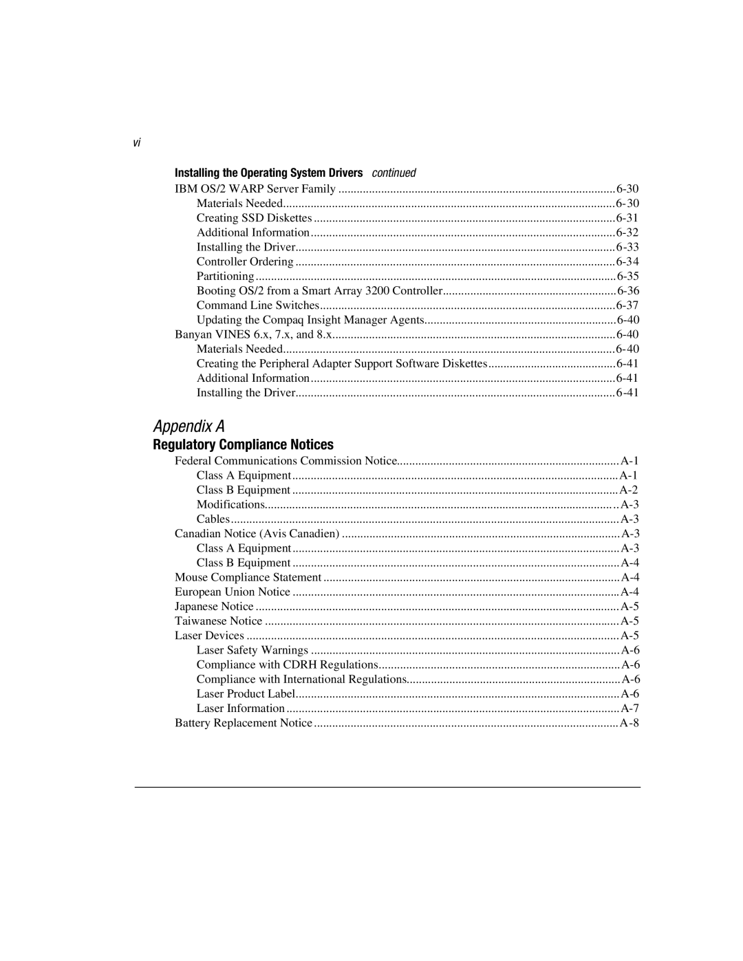 Compaq 3200 manual Appendix a 