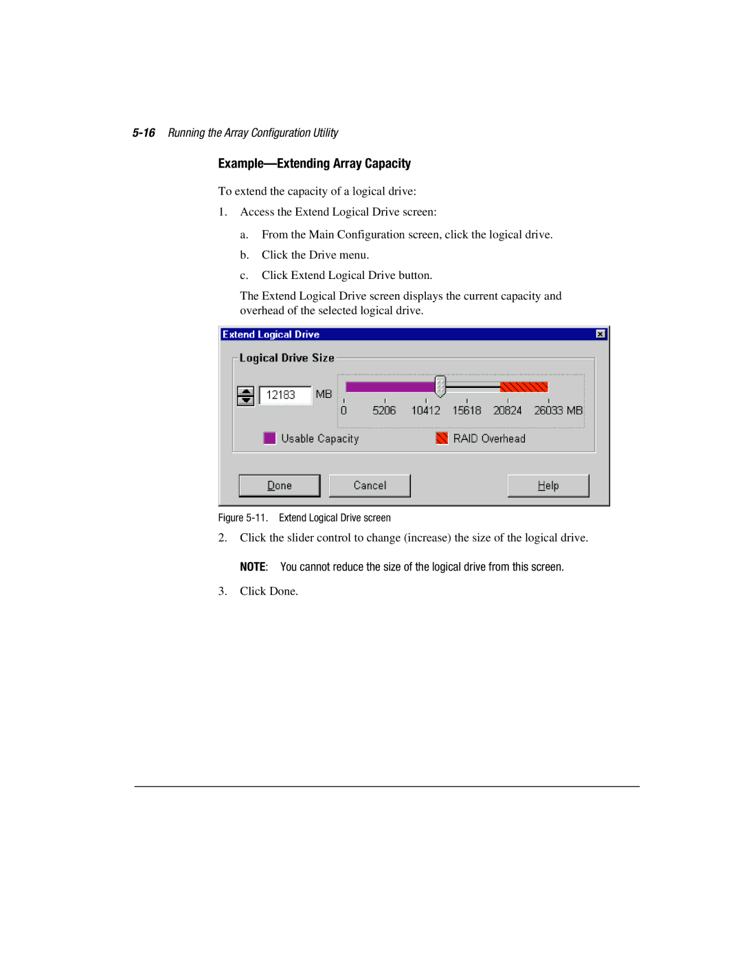 Compaq 3200 manual Example-Extending Array Capacity, 16Running the Array Configuration Utility 