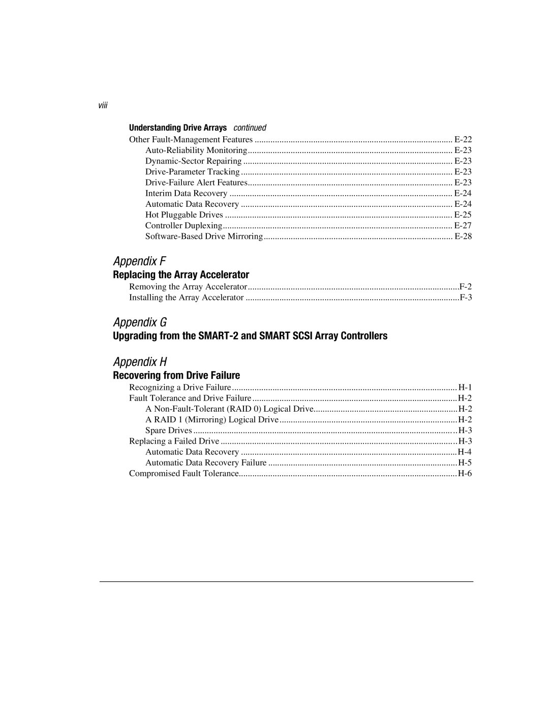 Compaq 3200 manual Appendix F, Viii 