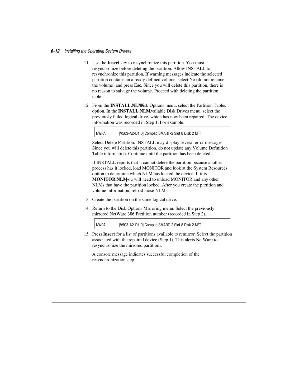 Compaq 3200 manual 12Installing the Operating System Drivers 