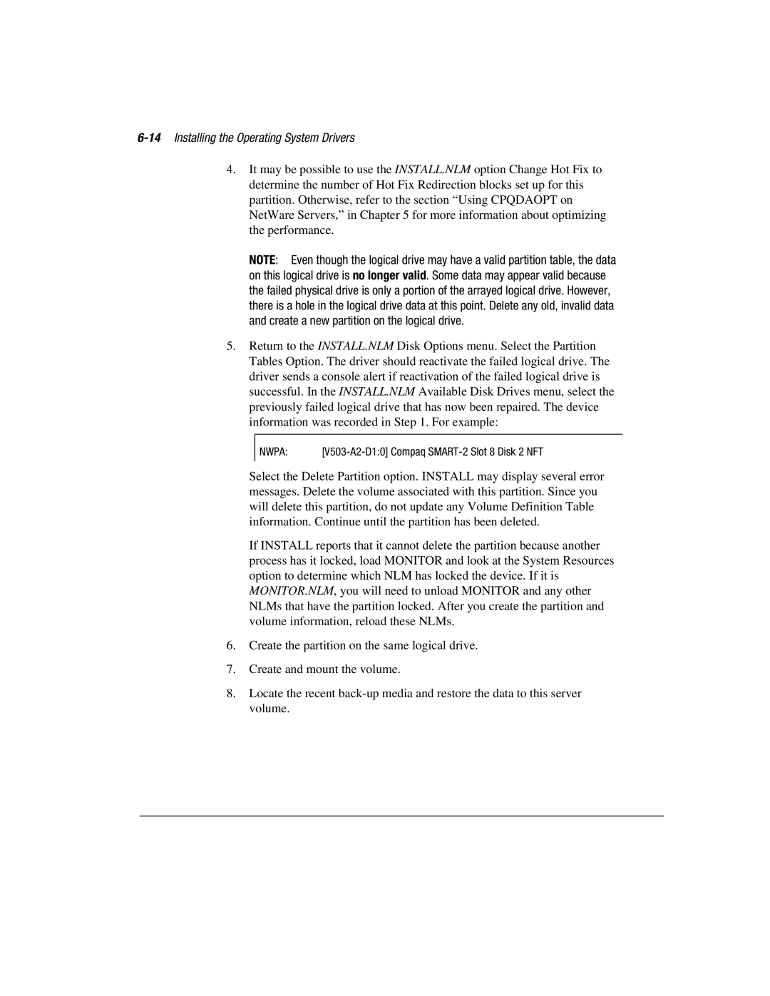 Compaq 3200 manual 14Installing the Operating System Drivers 