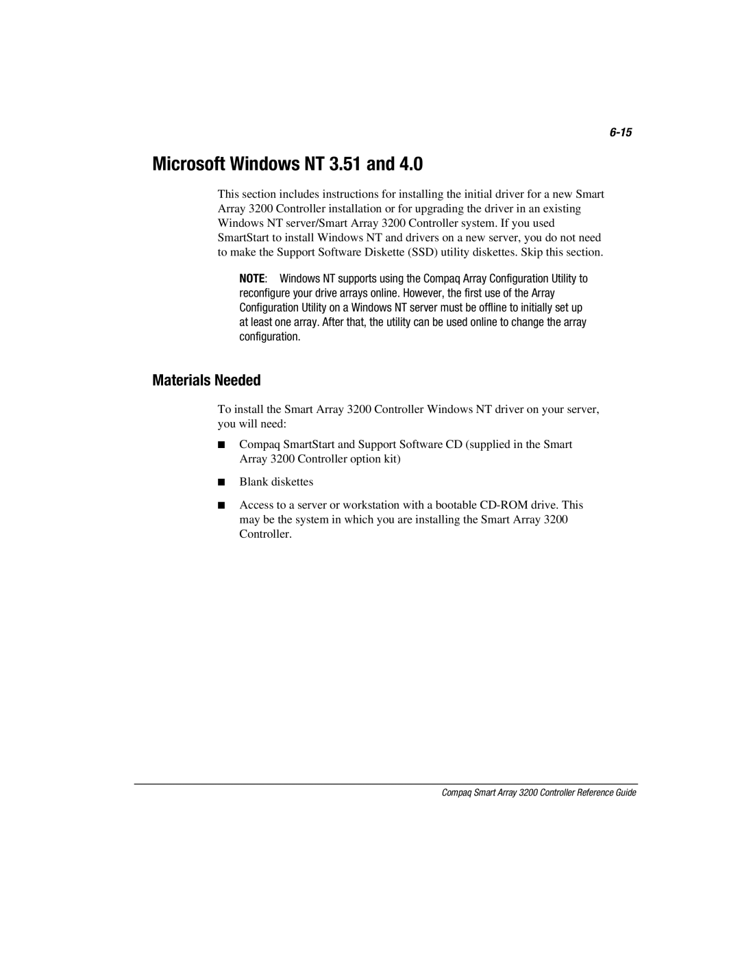 Compaq 3200 manual Microsoft Windows NT 3.51, Materials Needed 