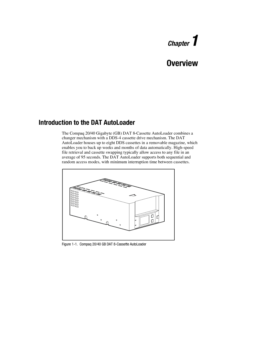 Compaq 326817-003 manual Overview, Introduction to the DAT AutoLoader 