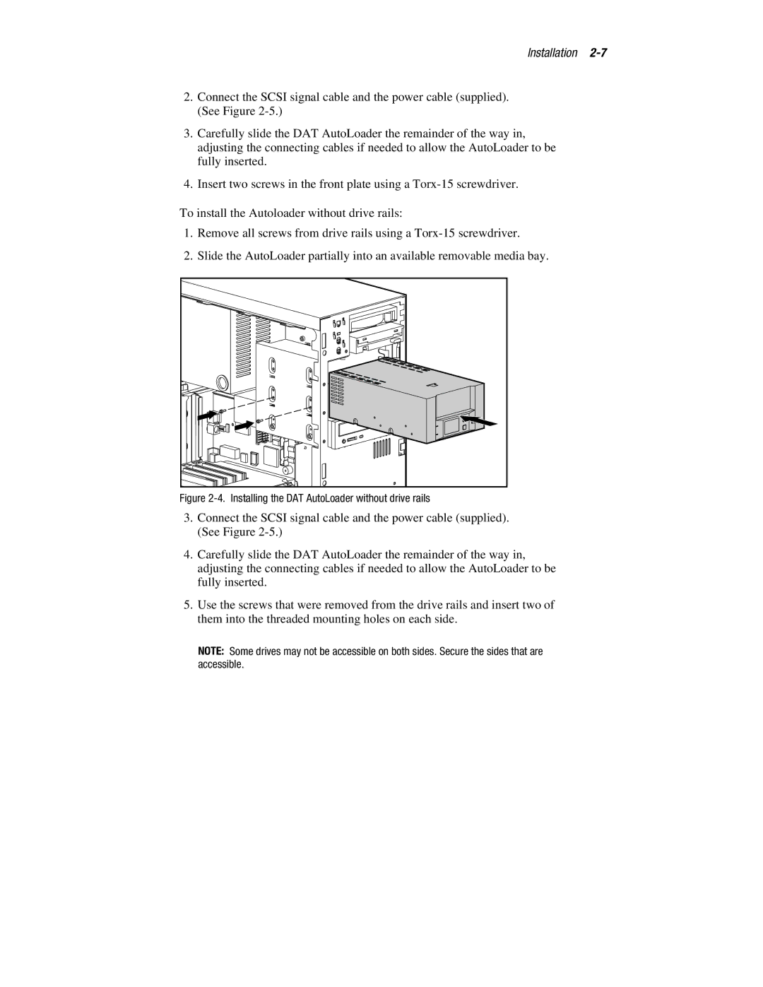 Compaq 326817-003 manual Installing the DAT AutoLoader without drive rails 