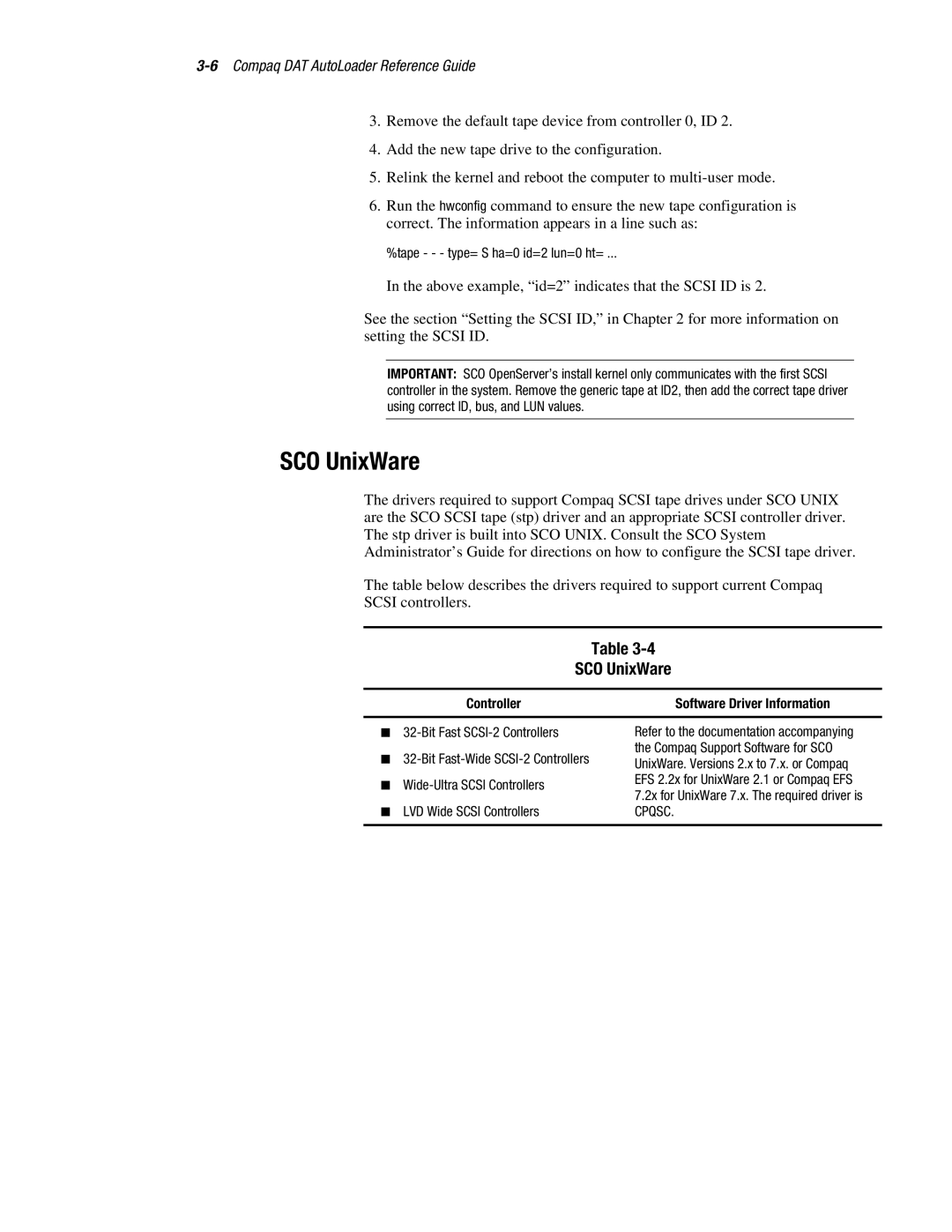 Compaq 326817-003 manual SCO UnixWare 