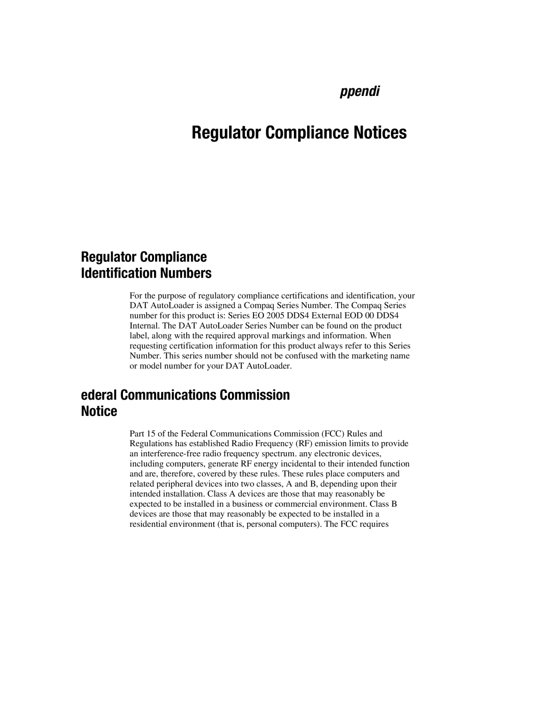 Compaq 326817-003 manual Regulatory Compliance Notices, Regulatory Compliance Identification Numbers 