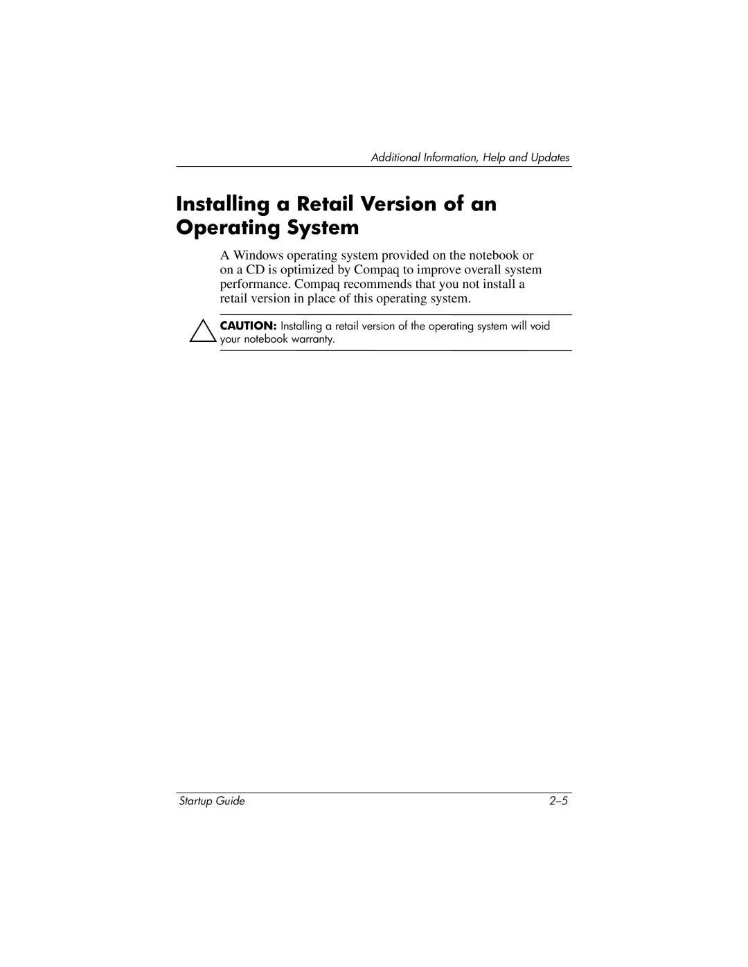 Compaq 335401-001 manual Installing a Retail Version of an Operating System 