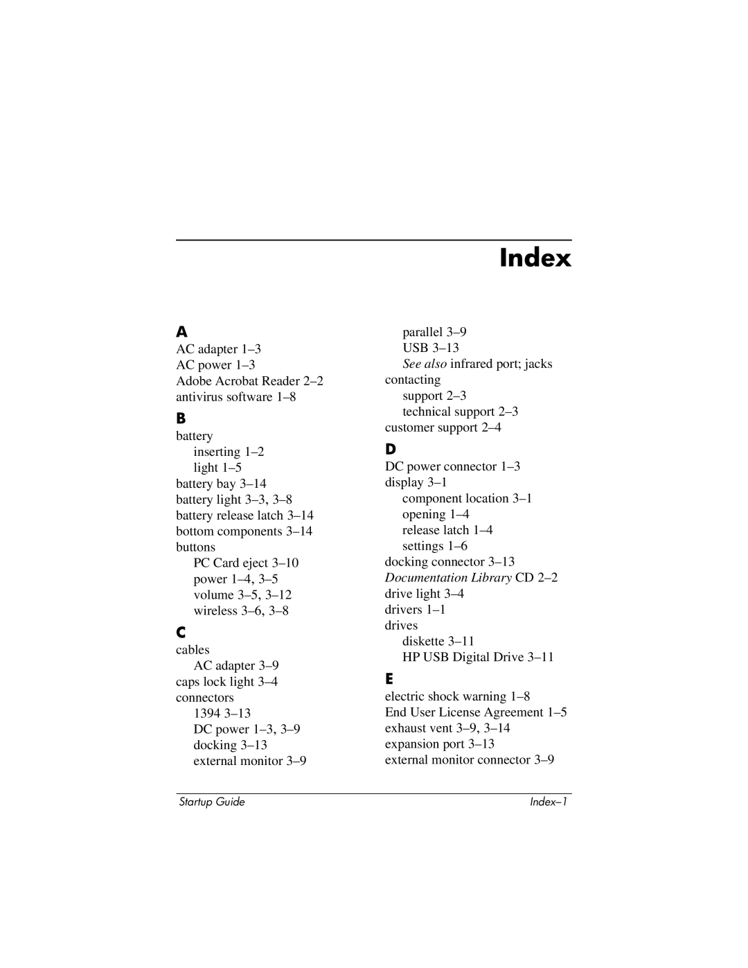 Compaq 335401-001 manual Index 