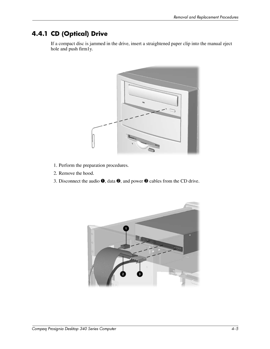 Compaq 340 Series manual CD Optical Drive 