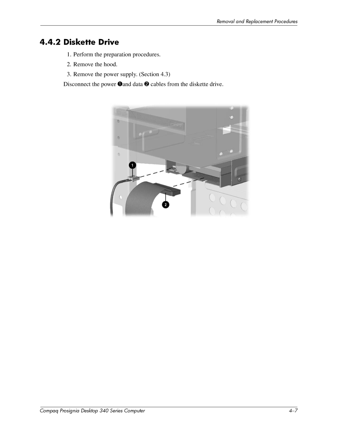 Compaq 340 Series manual Diskette Drive 