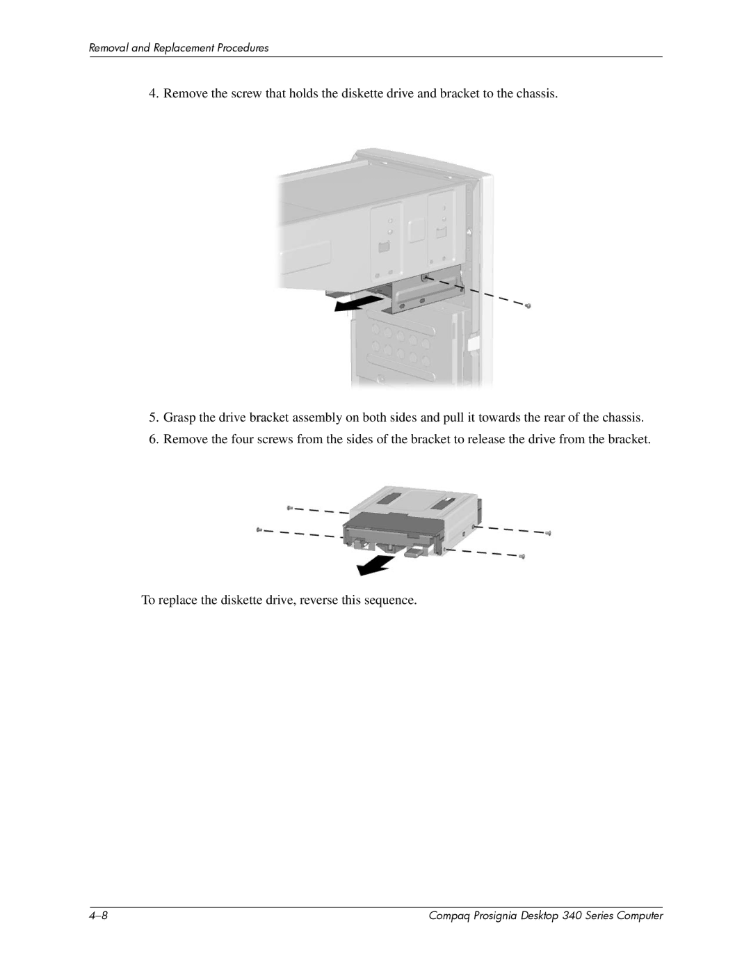 Compaq 340 Series manual Removal and Replacement Procedures 