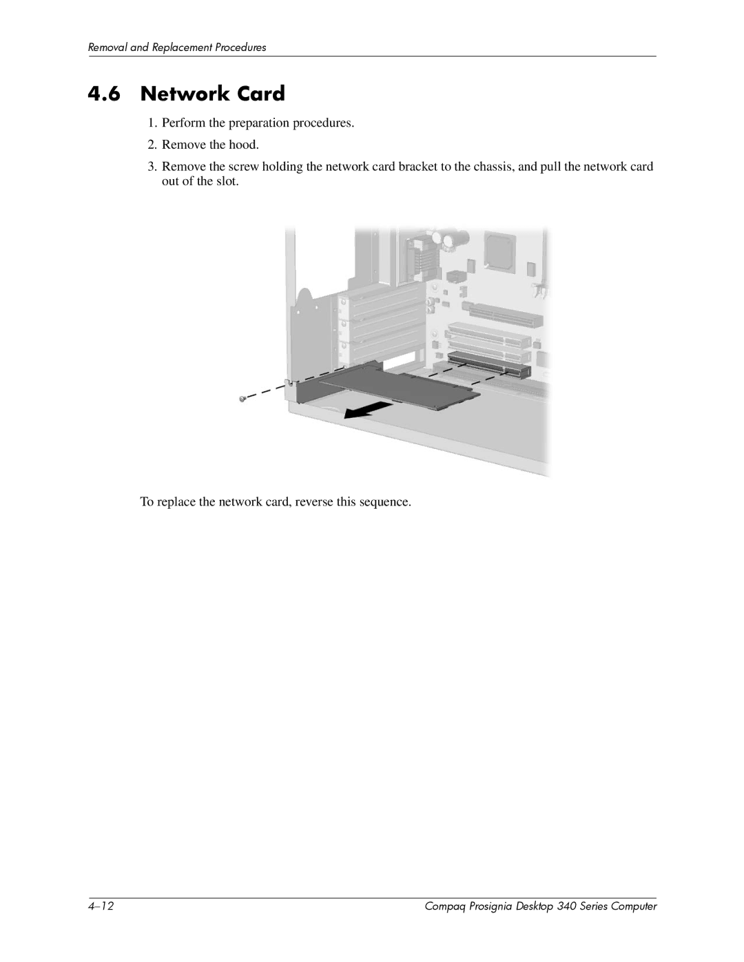 Compaq 340 Series manual Network Card 