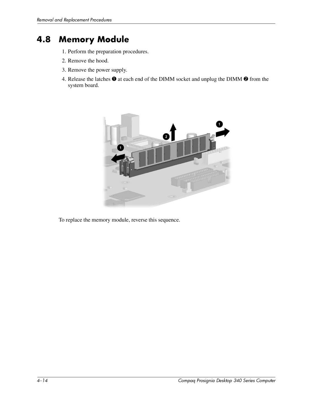 Compaq 340 Series manual Memory Module 