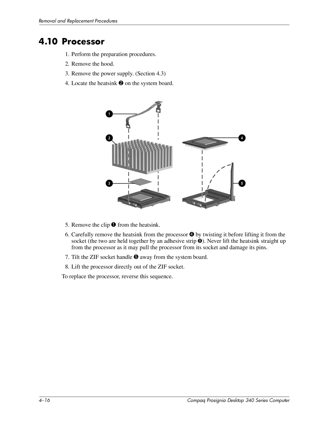 Compaq 340 Series manual Processor 