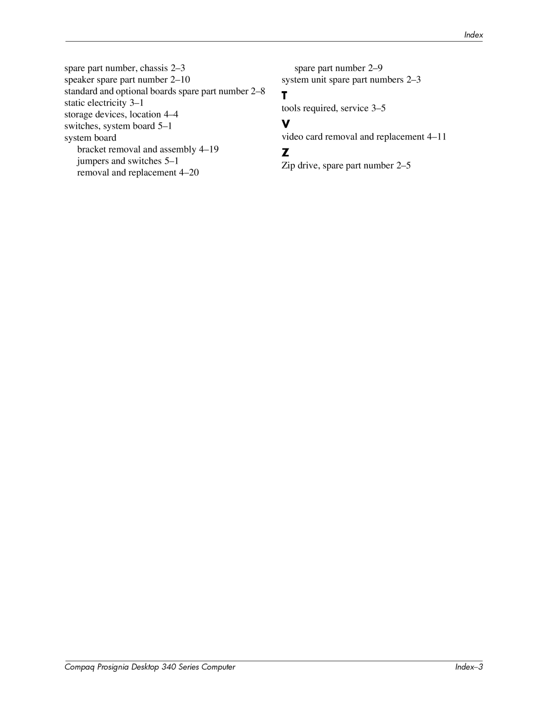 Compaq 340 Series manual Index-3 