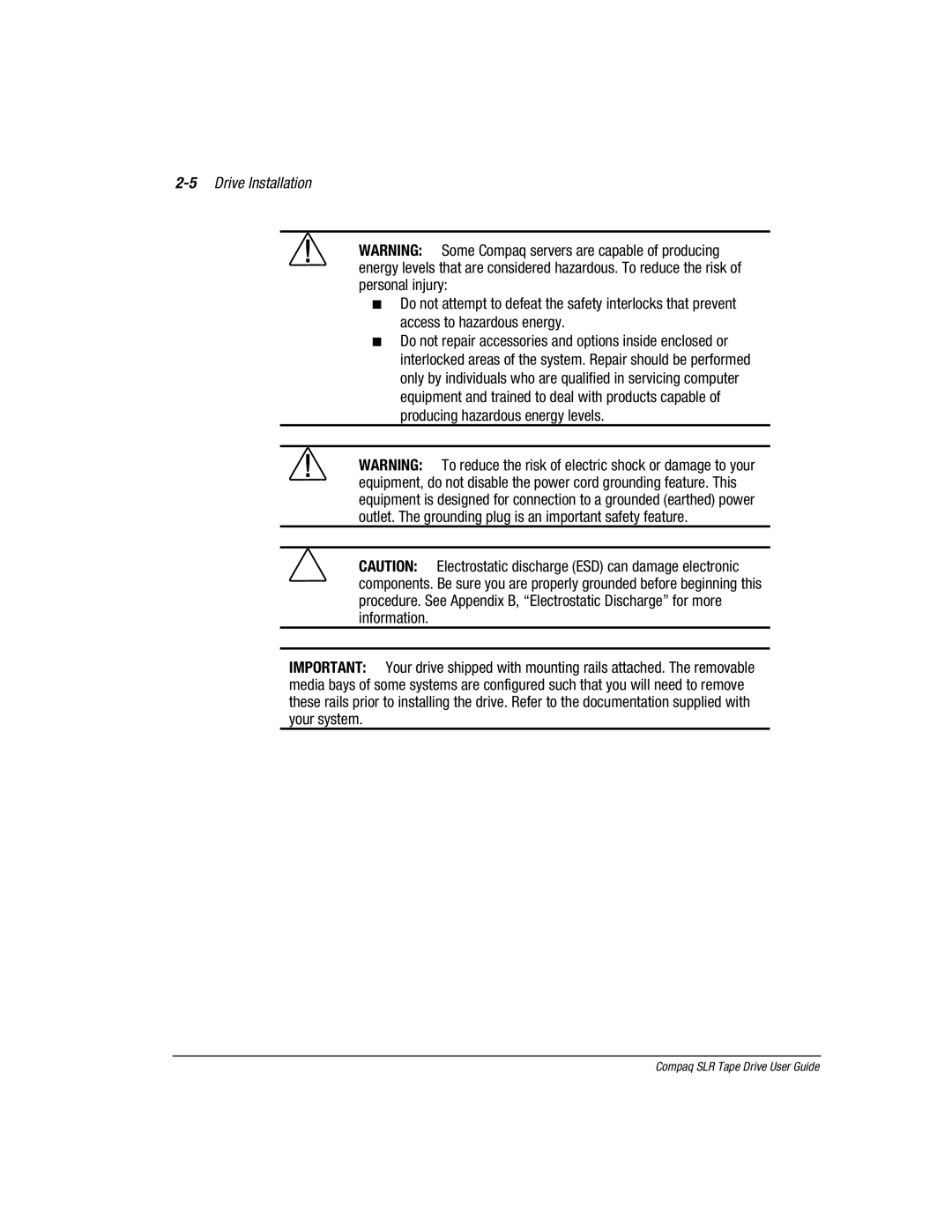 Compaq 340622-002 manual 5Drive Installation 