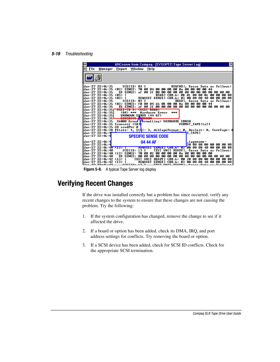 Compaq 340622-002 manual Verifying Recent Changes, 19Troubleshooting 