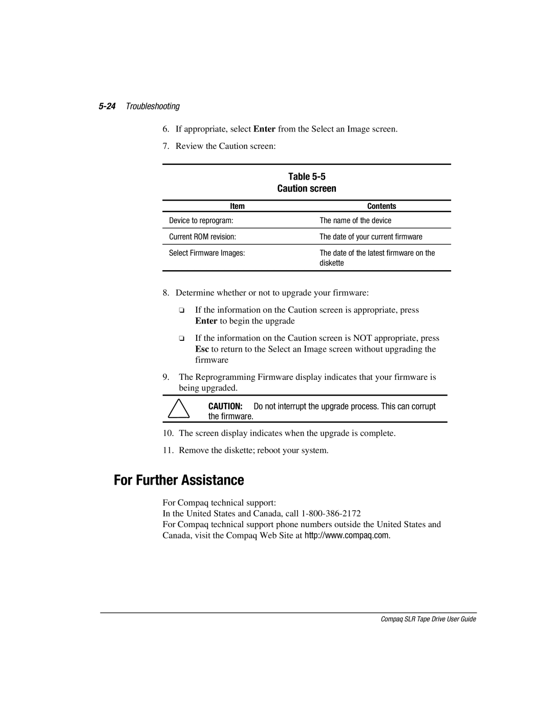 Compaq 340622-002 manual For Further Assistance, 24Troubleshooting 