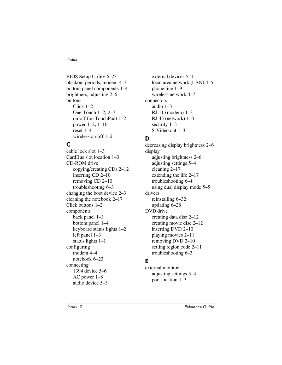 Compaq 370698-001 manual Index 