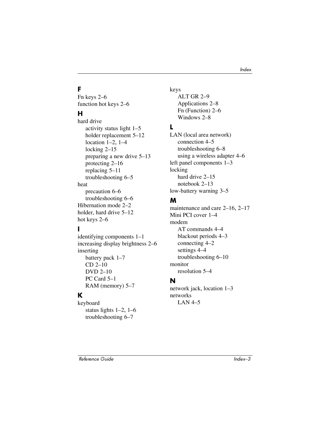 Compaq 370698-001 manual Reference Guide Index-3 