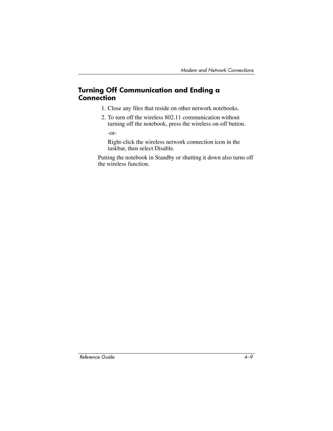 Compaq 370698-001 manual Turning Off Communication and Ending a Connection 