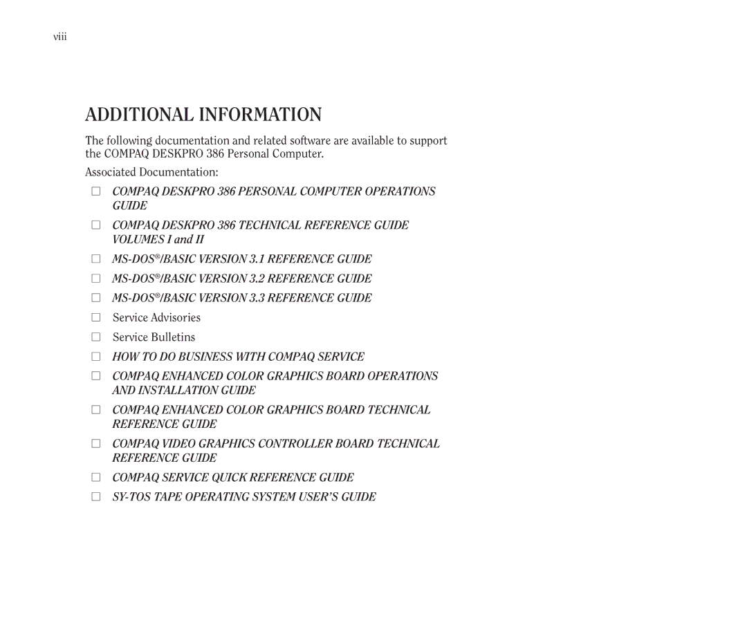 Compaq 386 manual Additional Information 