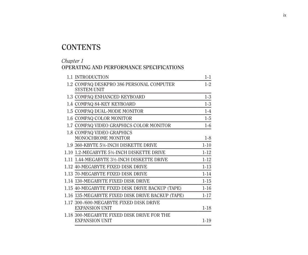 Compaq 386 manual Contents 