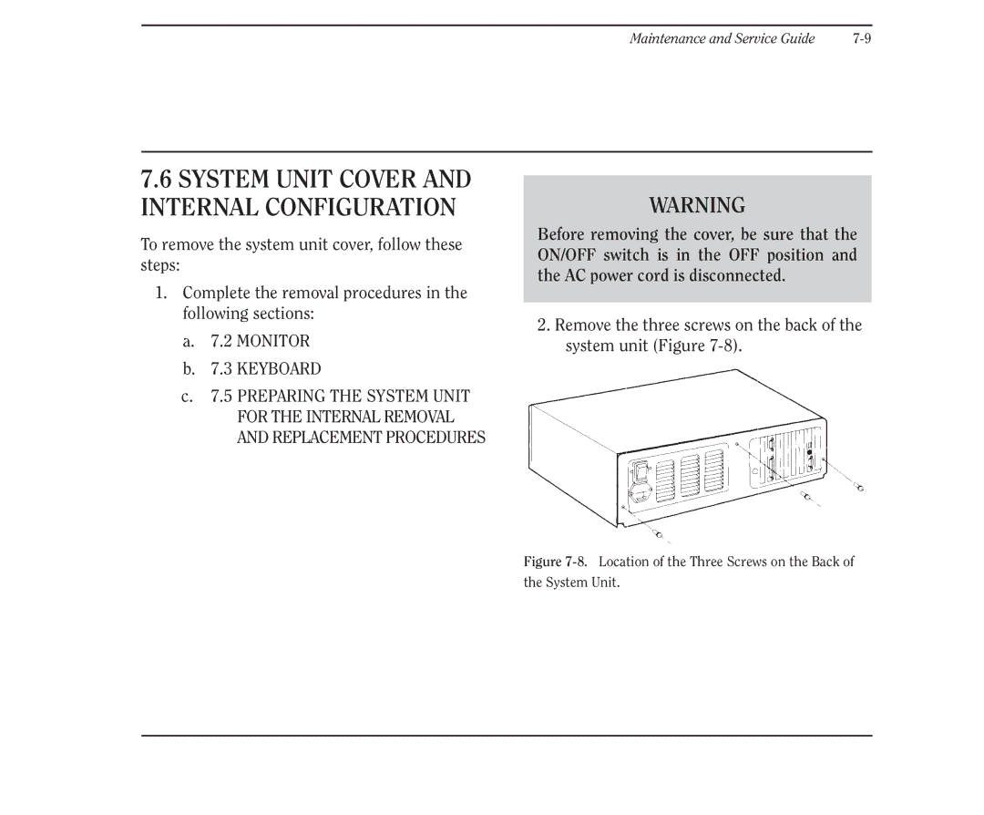 Compaq 386 manual System Unit Cover and Internal Configuration 