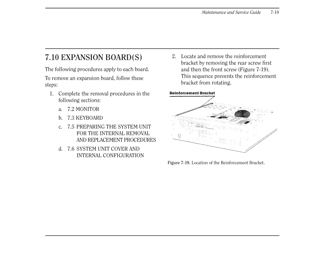 Compaq 386 manual Expansion Boards, Location of the Reinforcement Bracket 