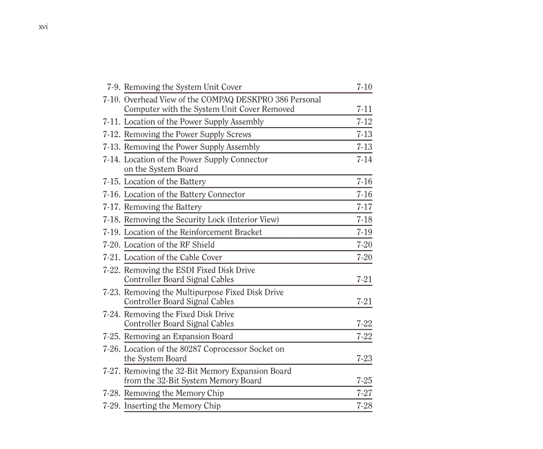 Compaq 386 manual Xvi 