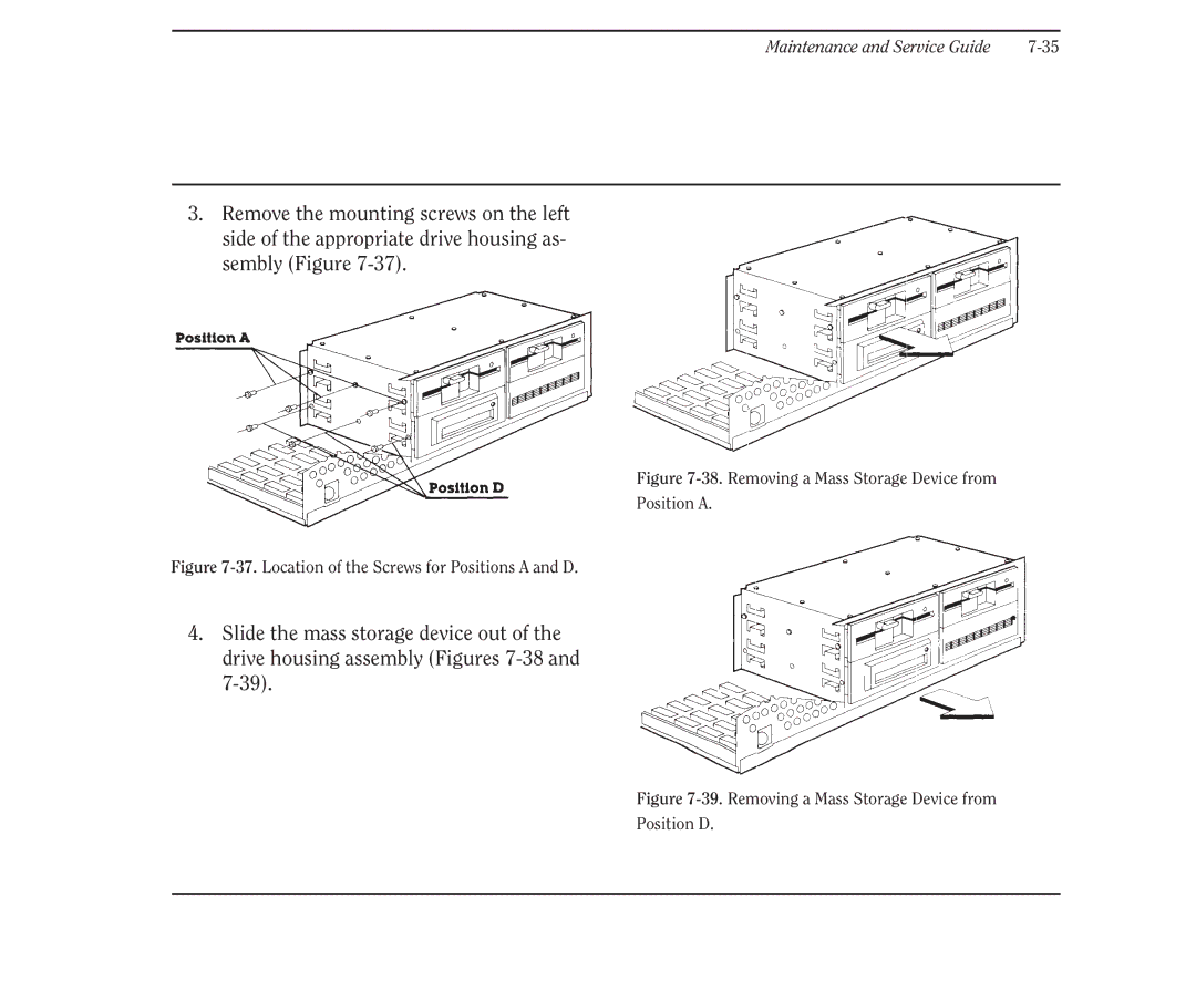 Compaq 386 manual Removing a Mass Storage Device from Position a 