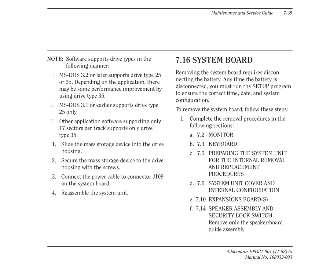 Compaq 386 manual System Board 