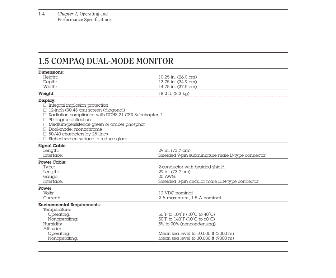 Compaq 386 manual Compaq DUAL-MODE Monitor 