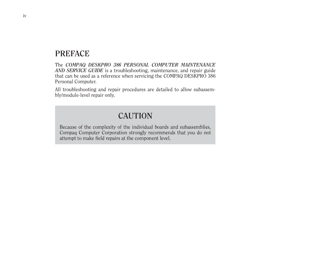 Compaq 386 manual Preface 