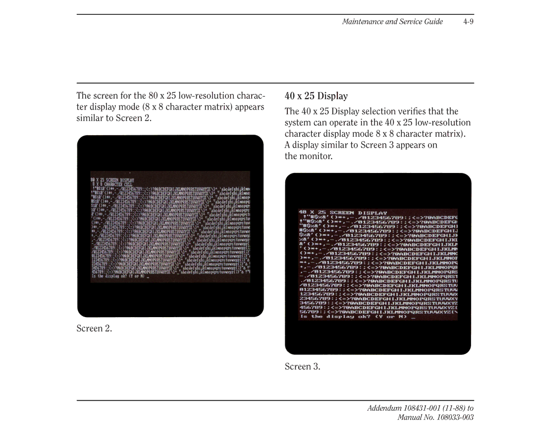 Compaq 386 manual 40 x 25 Display 