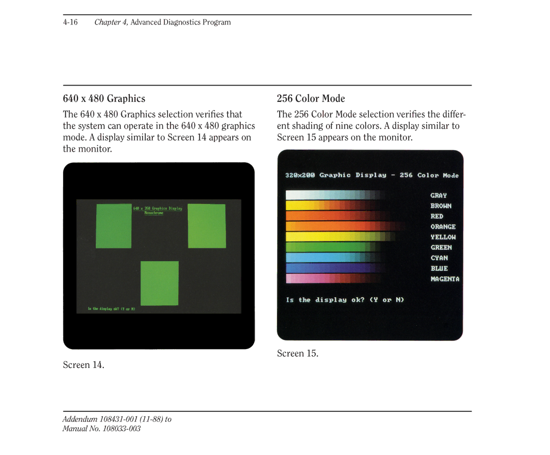 Compaq 386 manual 640 x 480 Graphics, Color Mode 