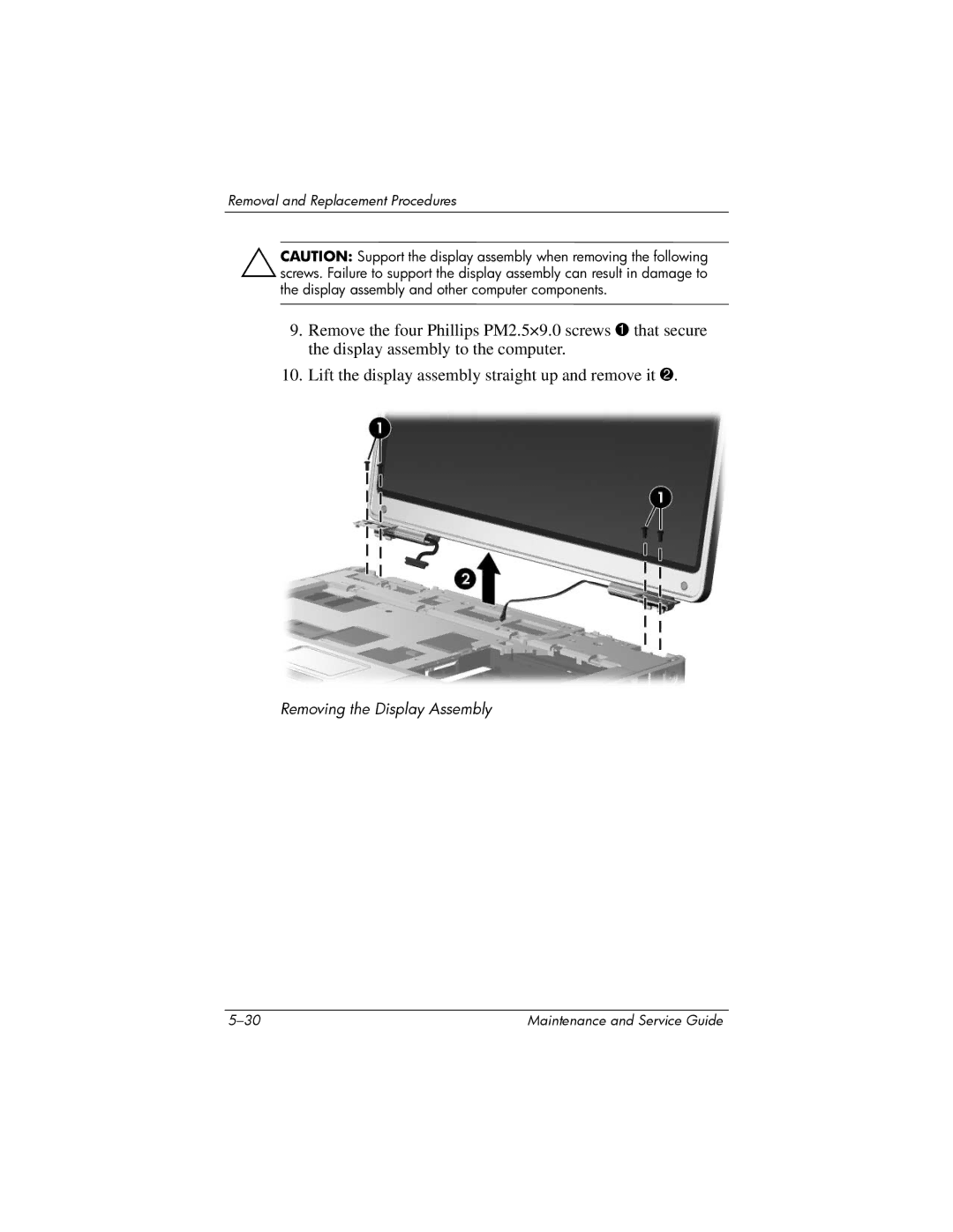 Compaq 407511-002 manual Removing the Display Assembly 