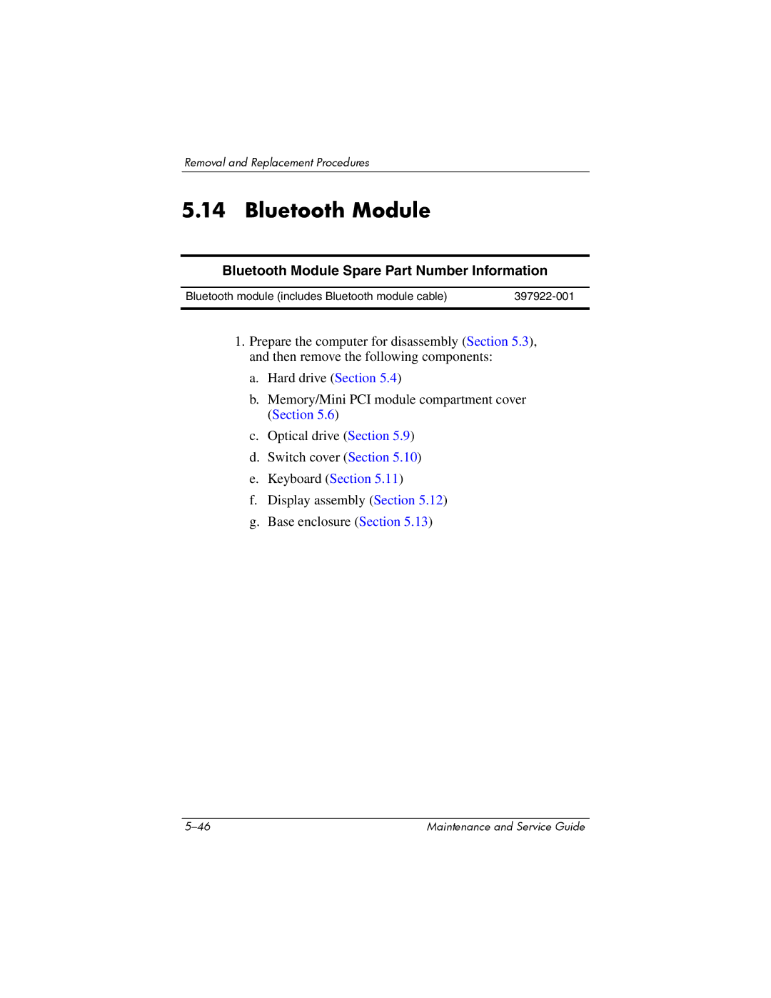 Compaq 407511-002 manual Bluetooth Module Spare Part Number Information 