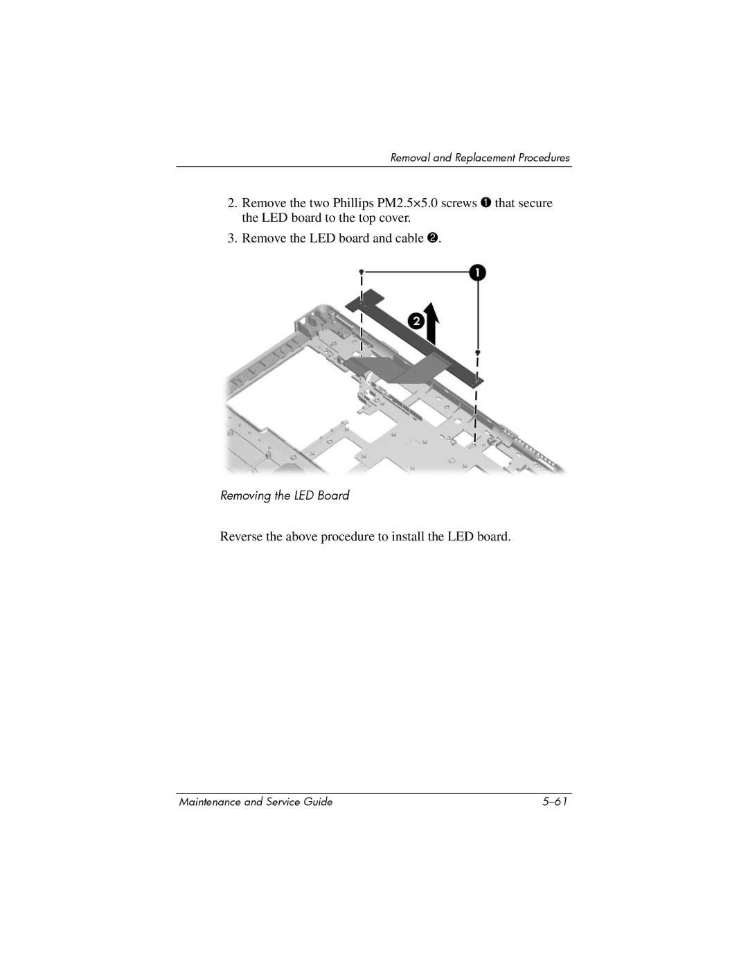 Compaq 407511-002 manual Reverse the above procedure to install the LED board 